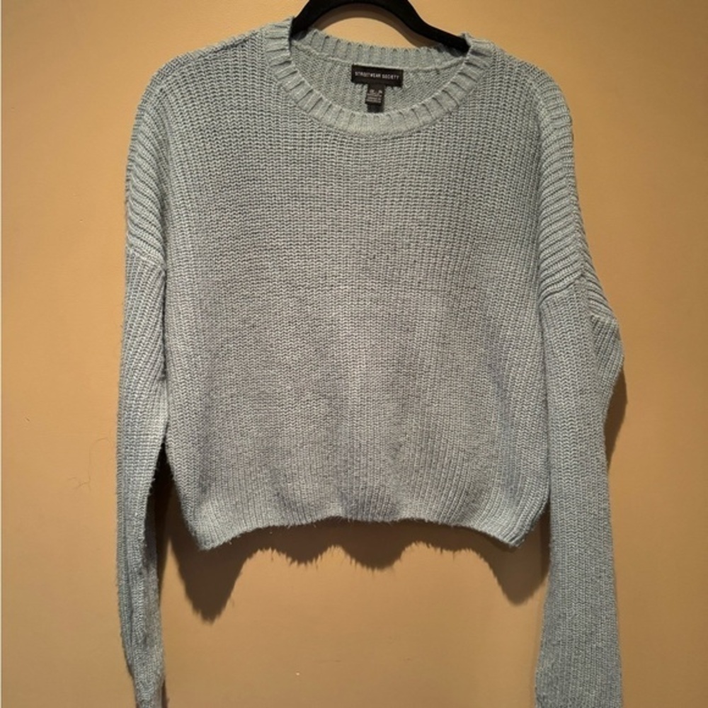 Streetwear Society Blue Crew Neck Sweater Chunky Knit